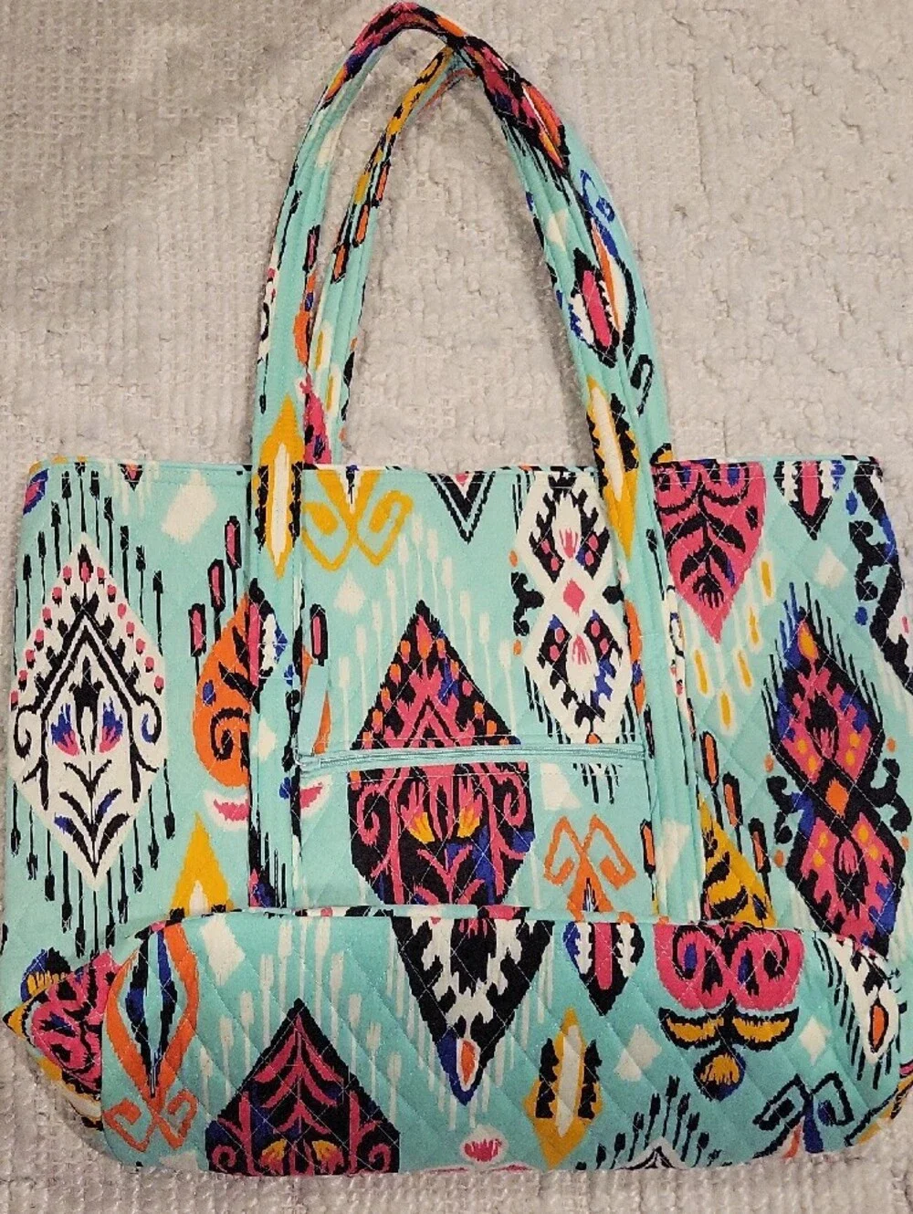 Vera Bradley Aqua Multi-Color Patterned Vintage Vera Tote